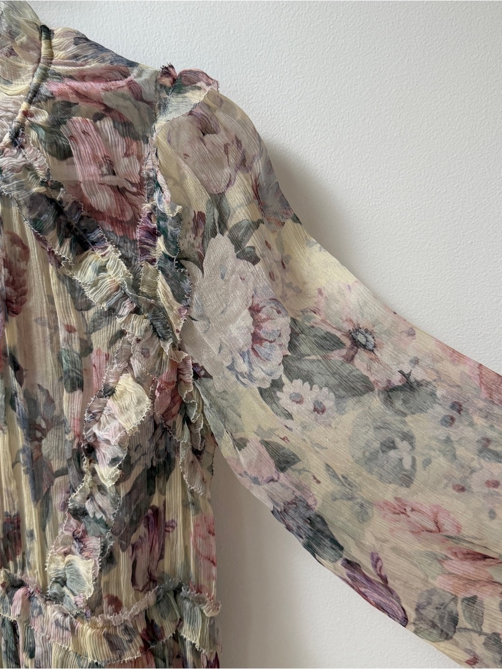 Zimmermann Sheer Silk Floral Ruffle Top - Pre-owned SZ 1 - Picture 3 of 8